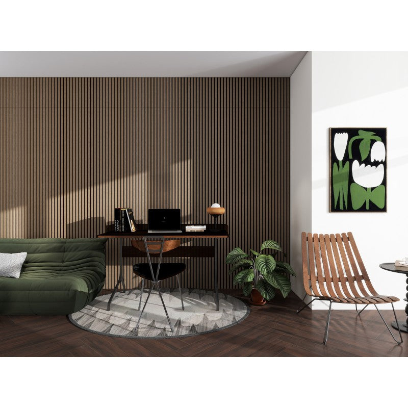 Wandpaneel MDF 240 x 60cm – Bruin eiken met zwart vilt